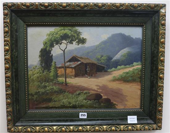 Bertoni Filham, pair of oils on canvas, Brazilian landscapes, signed, largest 35 x 49cm